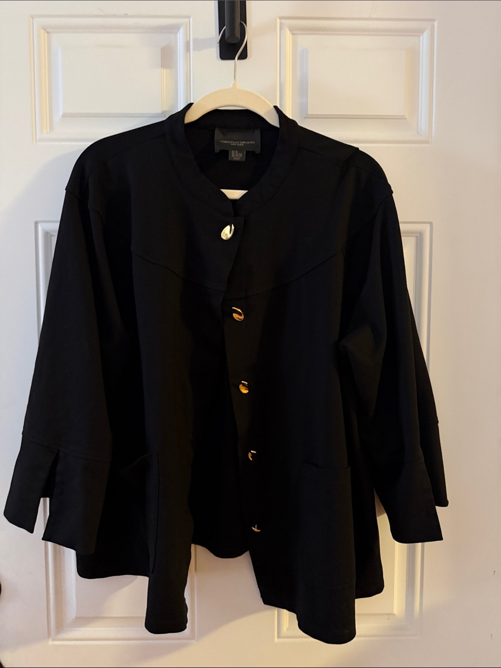 Christian Siriano Black Button-Front Jacket with Gold Buttons